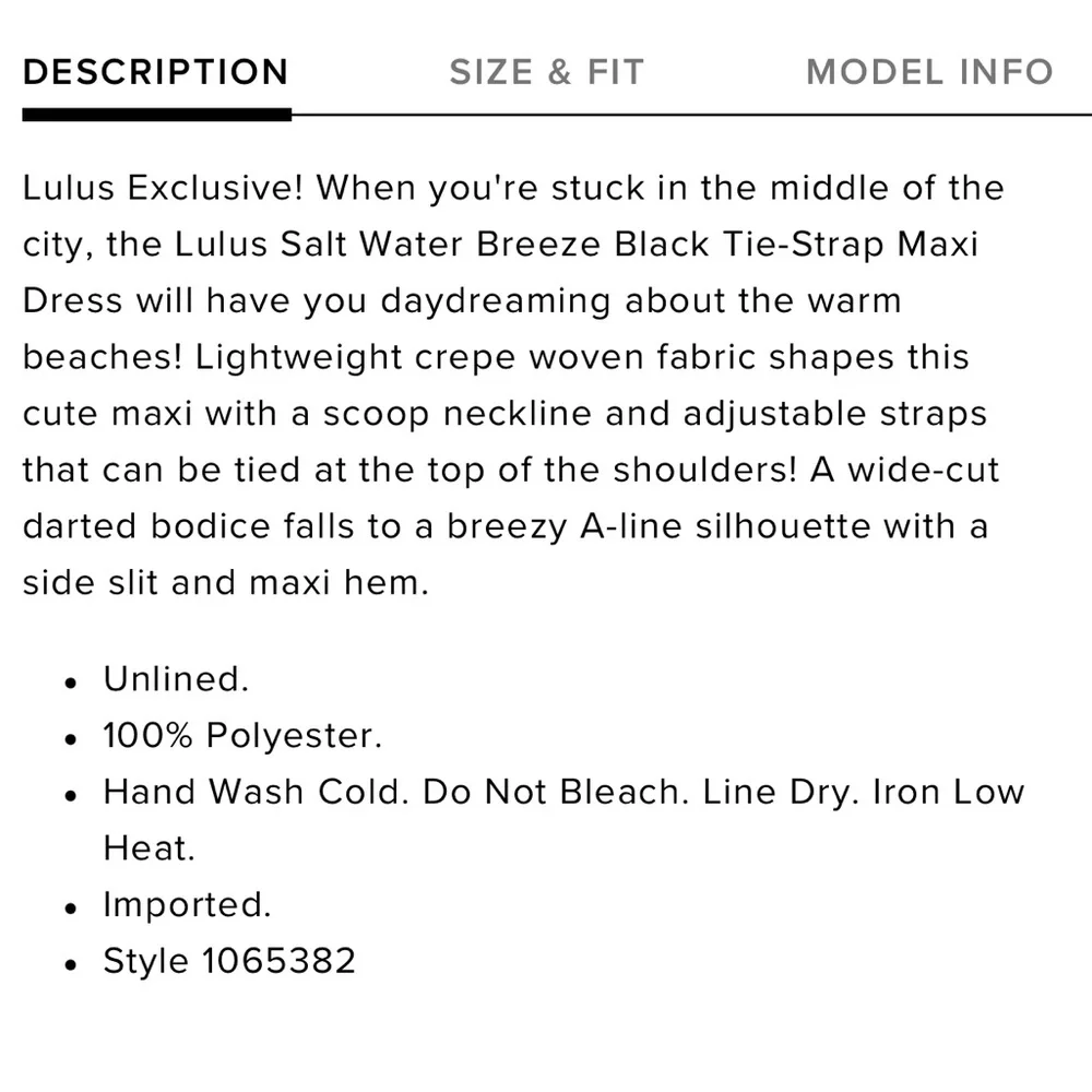 Lulus Salt Water Breeze Black Tie-Strap Maxi Dress